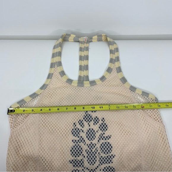 Free People Movement Mesh Layer Cream Yellow Gray T-Back Muscle Tank Top Nwot Sm - Picture 14 of 15